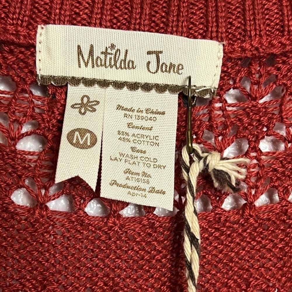 NWT Matilda Jane Crochet Long Cardigan Henna Size Medium - Picture 8 of 9